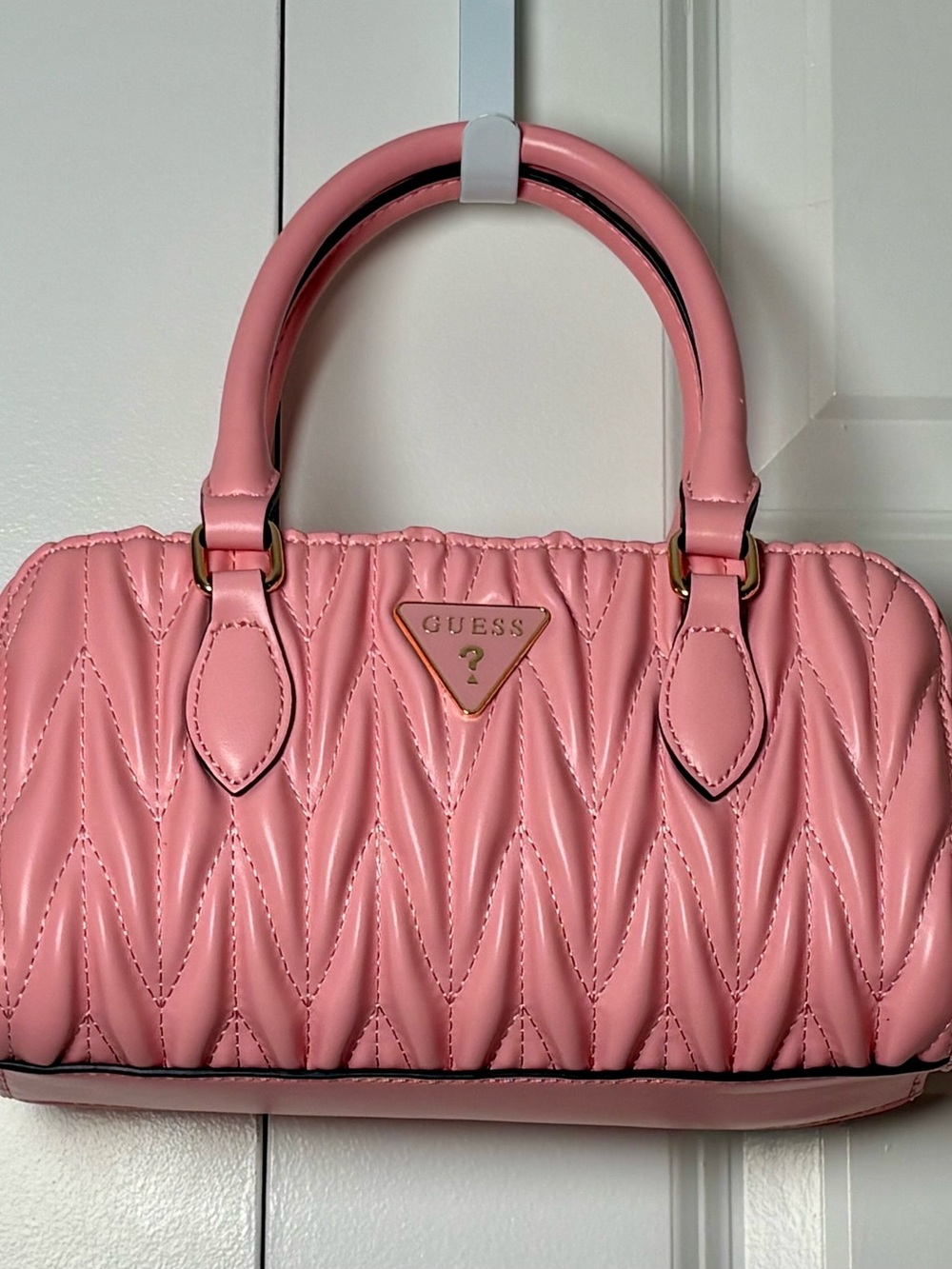 GUESS Penny Peony Pink Quilted Satchel Handbag